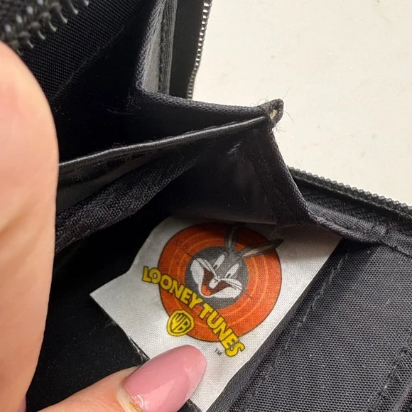 Vtg Looney Tunes Taz Embroidered Tasmanian Devil Blue Canvas Wallet Keychain Zip - Picture 5 of 12